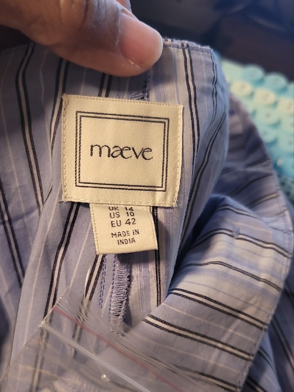 Maeve Anthropologie Blue and White Striped Skater Skirt - Picture 7 of 8